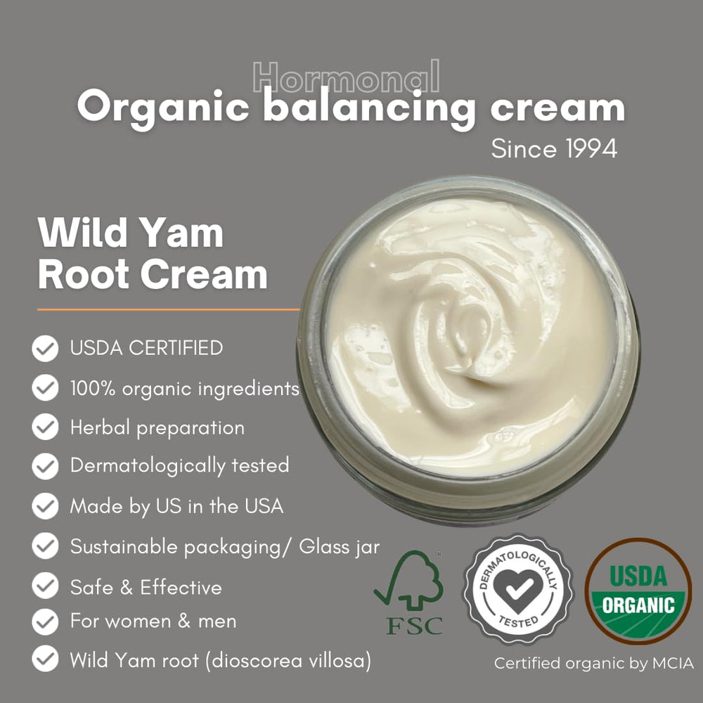 Whole wild yam root and extract in a non-greasy base.