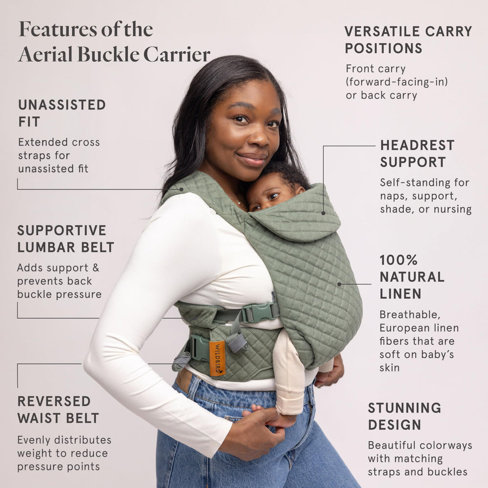 WildBird Aerial Buckle Carrier back view highlights versatile front or back carry.