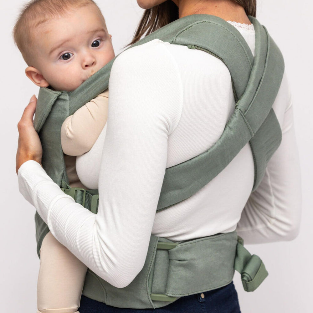 WildBird Aerial Buckle Carrier headrest and adjustable fit for growing babies.