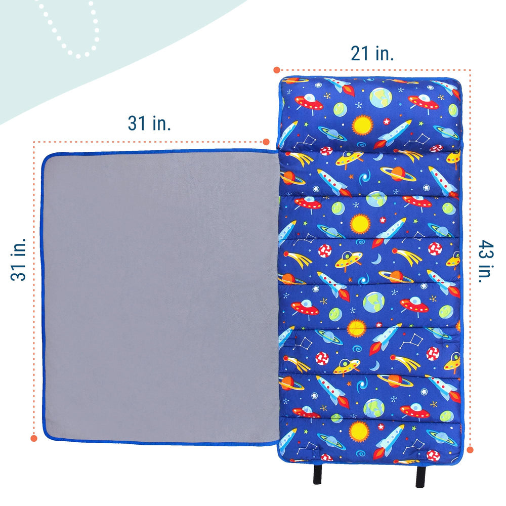 Built-in blanket and pillow insert for compact portability.