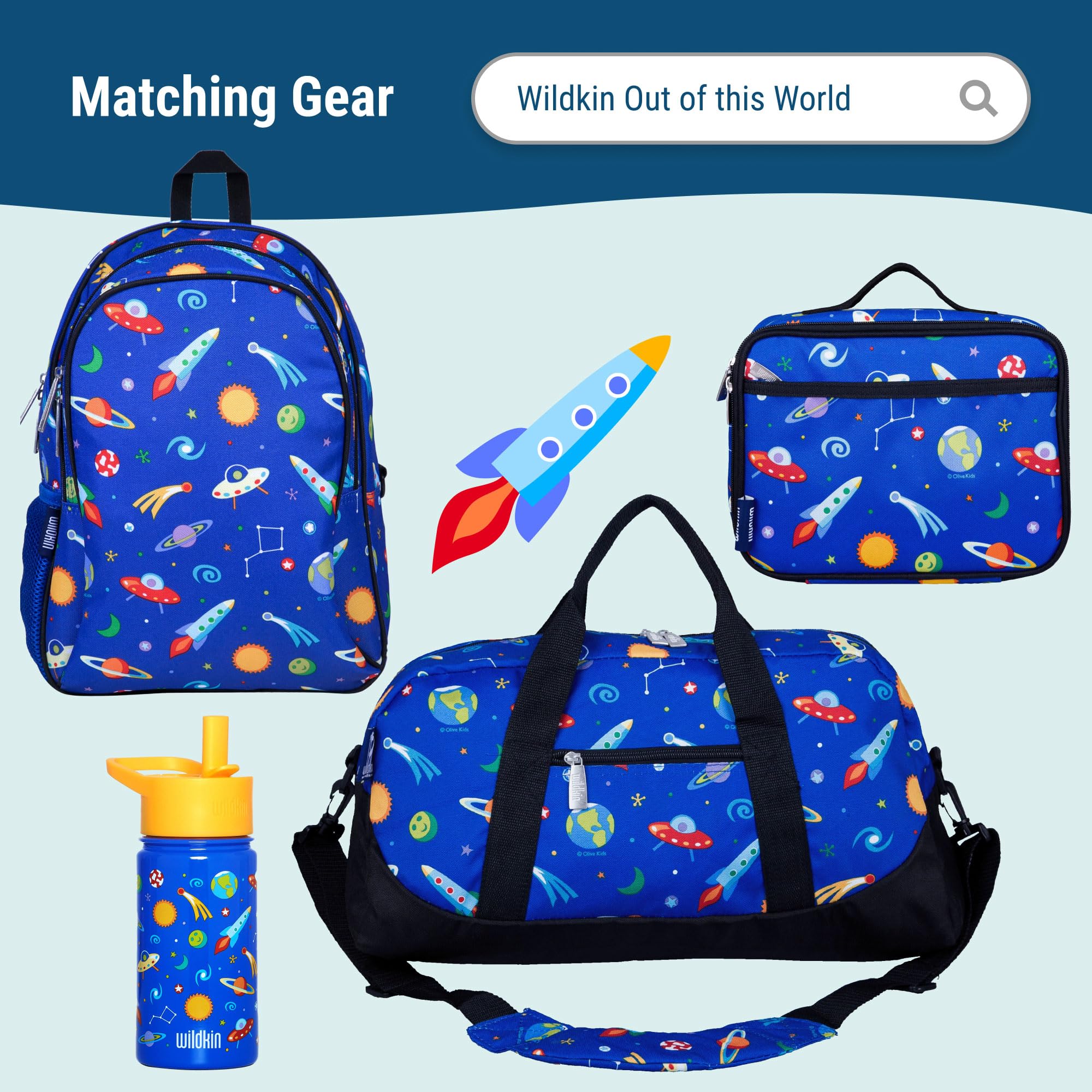 Designed to coordinate with Wildkin lunch boxes and duffel bags.