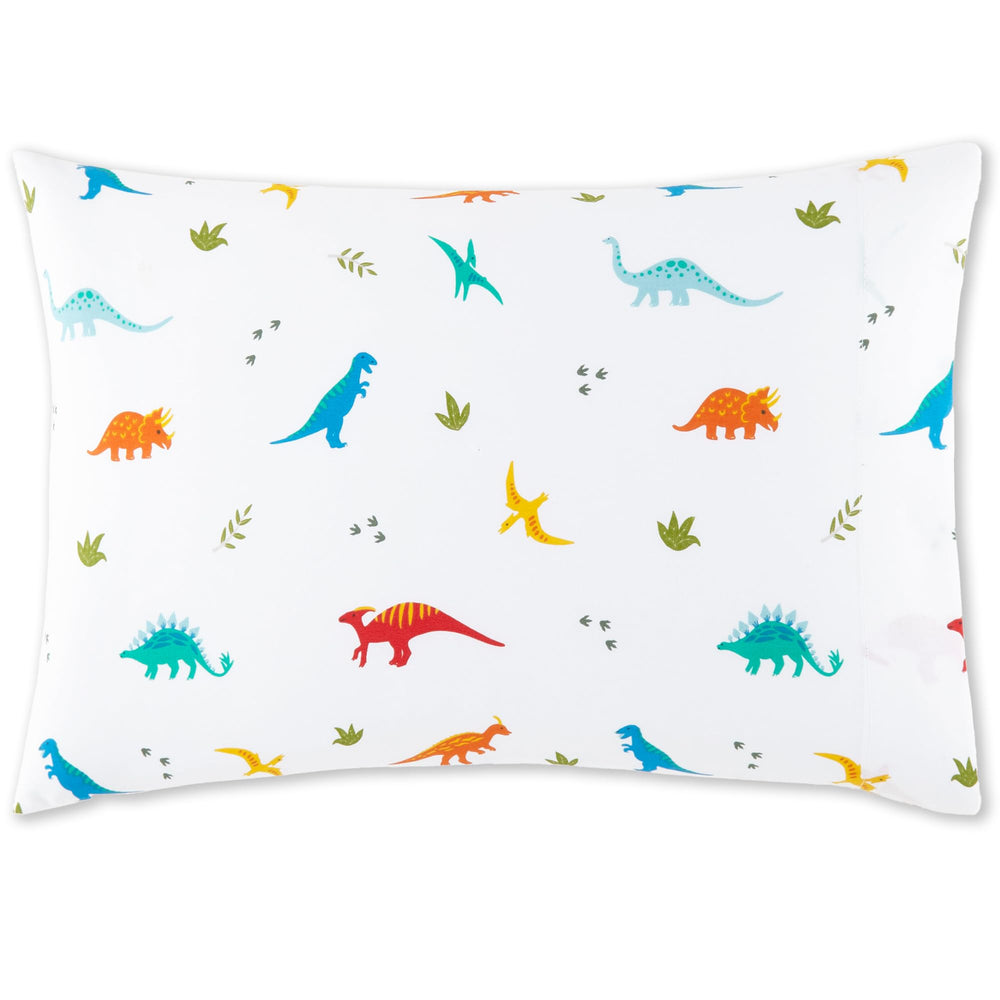 Wildkin Jurassic Dinosaurs toddler pillowcase with breathable cotton fabric