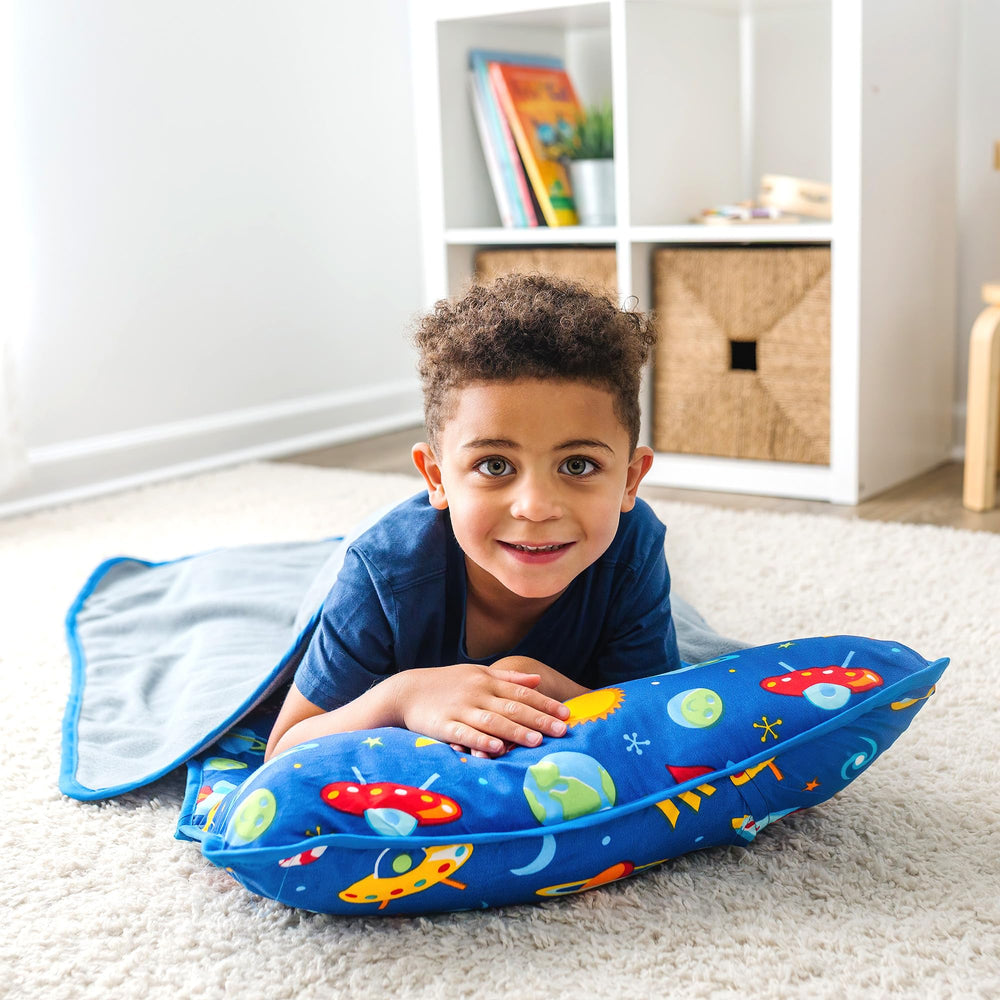 Nap mat roll-up design with straps for easy travel.