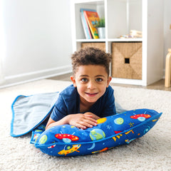 Nap mat roll-up design with straps for easy travel.