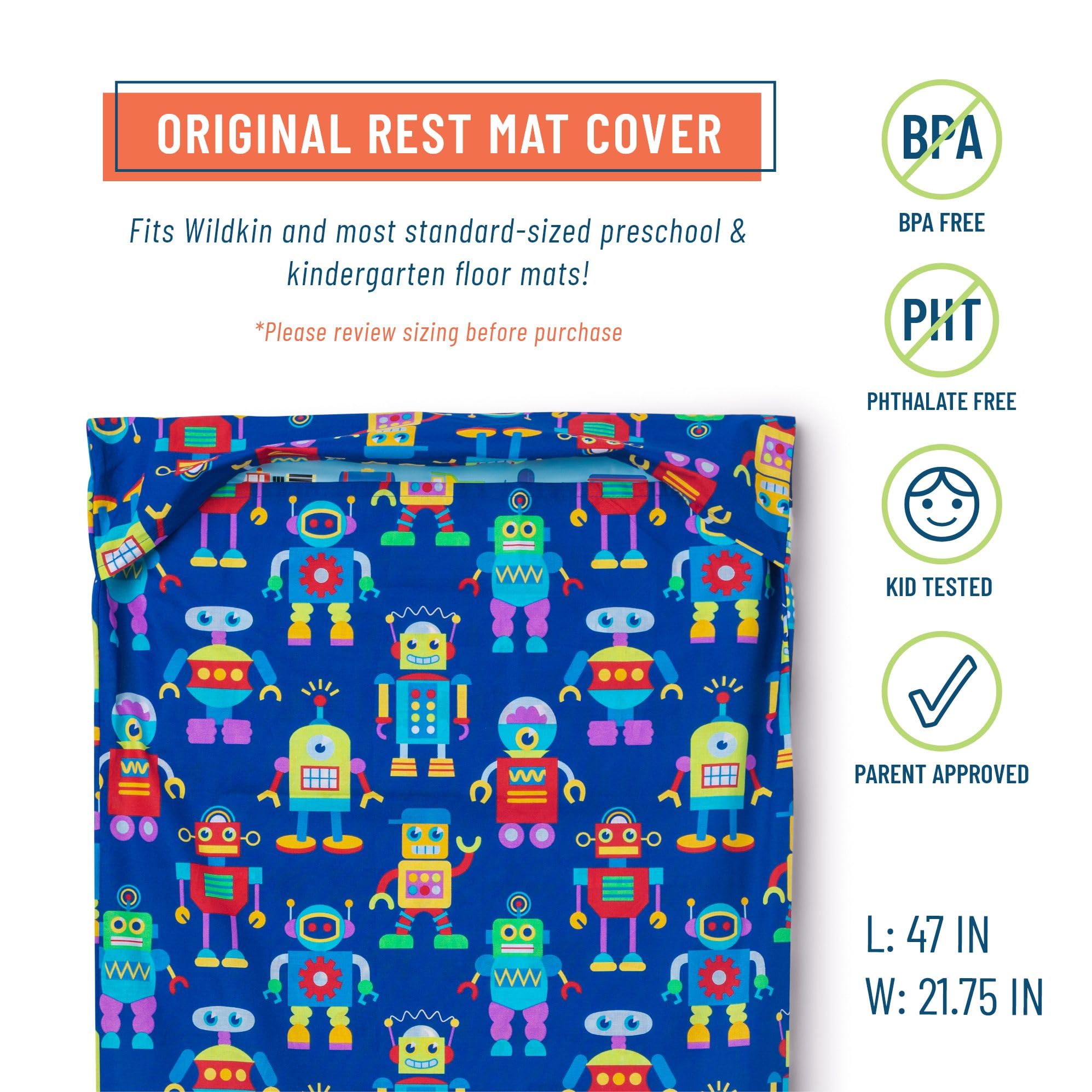 Wildkin robots nap mat cover pattern ready for daycare