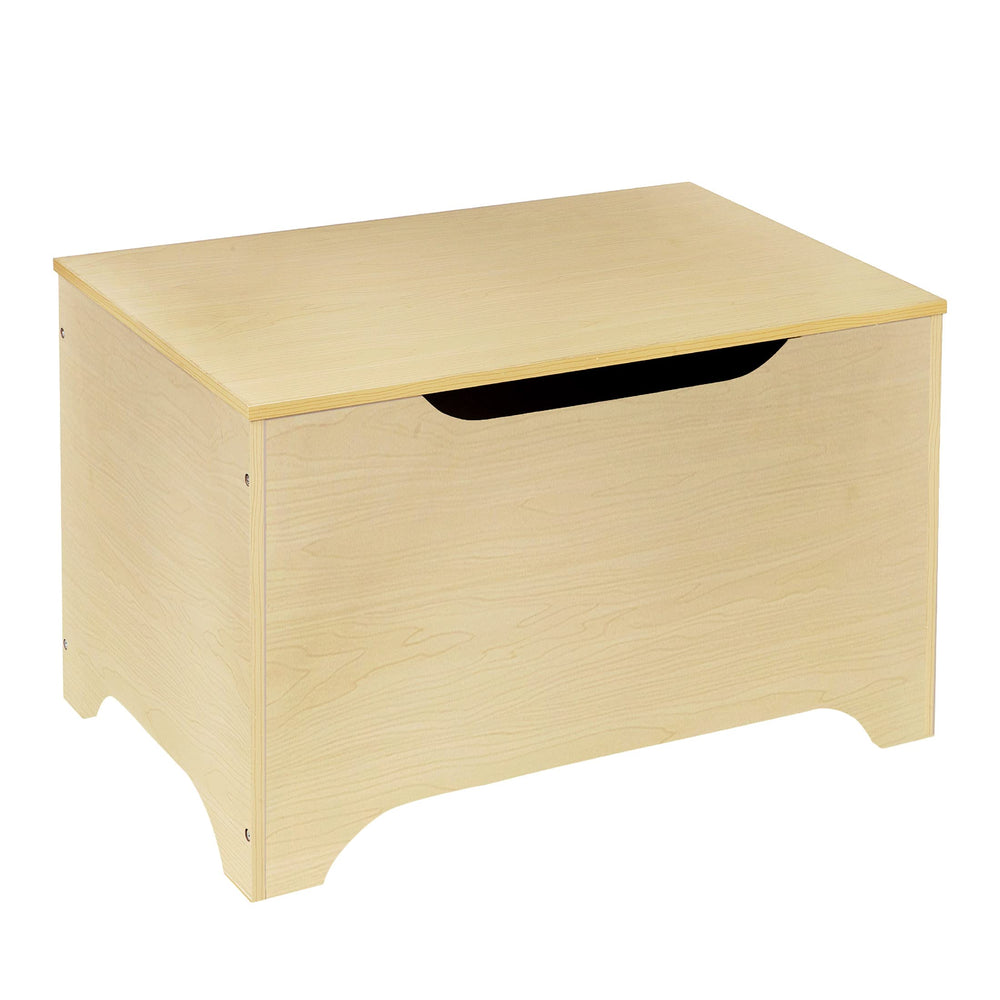 Wildkin wooden toy box storage chest with a sturdy lid for safe play and easy organization.