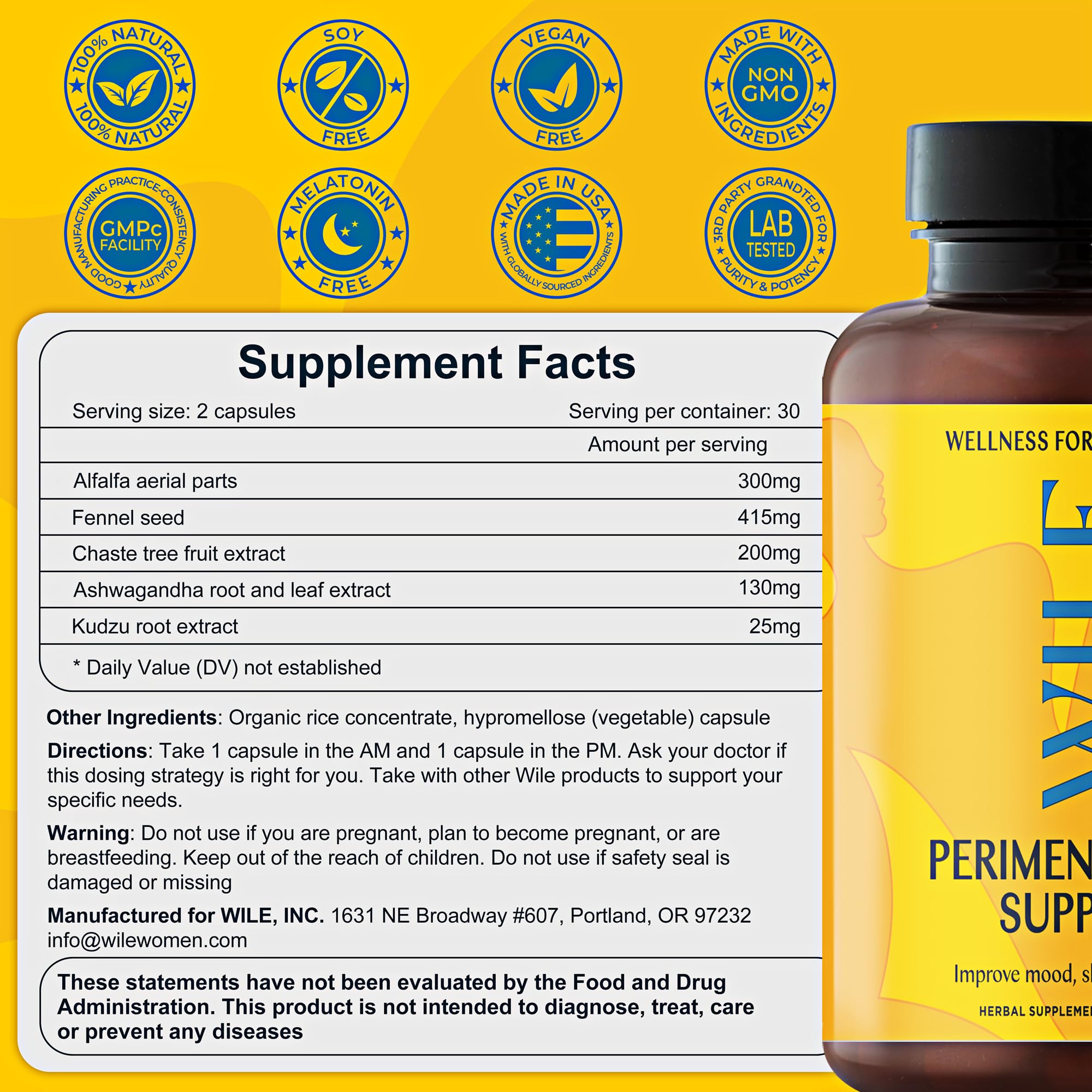 WILE ashwagandha herbal blend capsules support stress resilience.