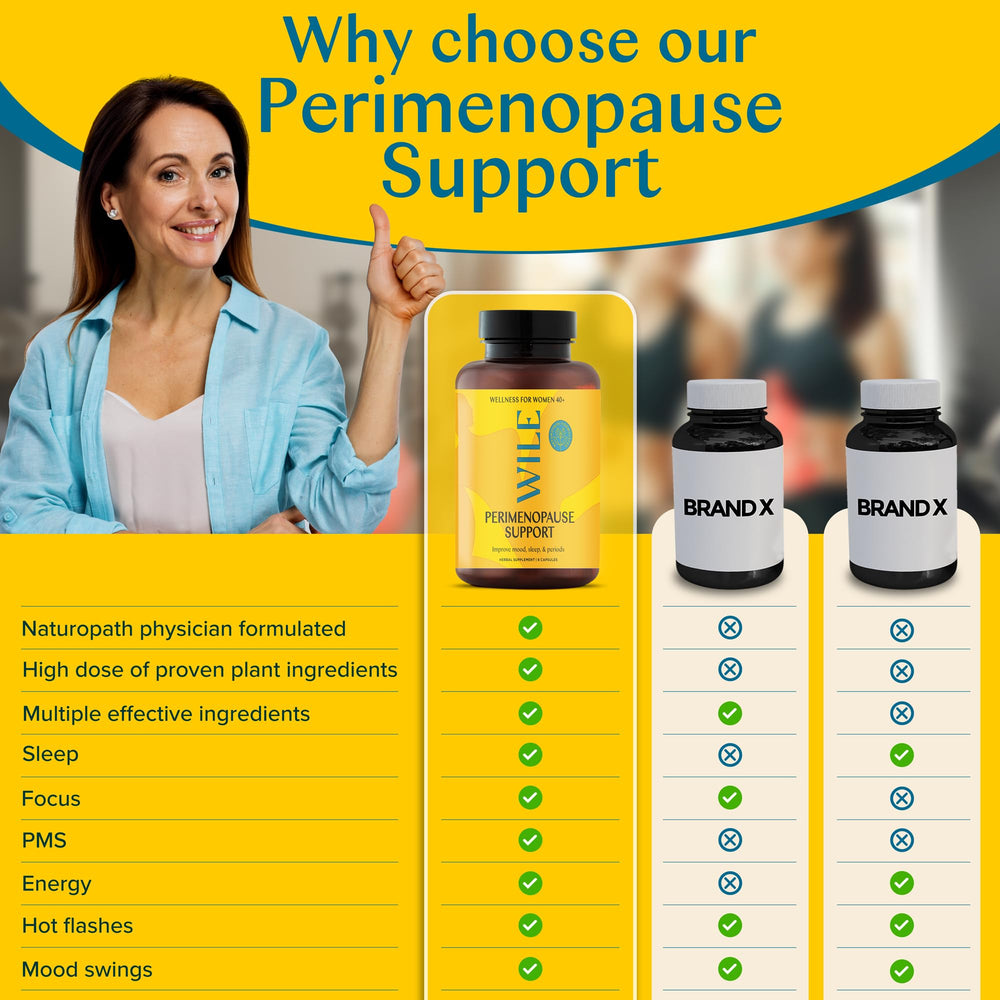 WILE vegan capsules designed for hormonal balance during menopause.