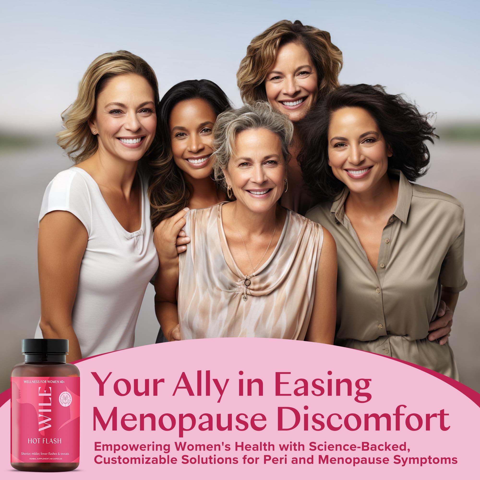 WILE Menopause & Perimenopause Supplements — Hot Flash Relief, Sleep Support, Kudzu Root | 30 Servings
