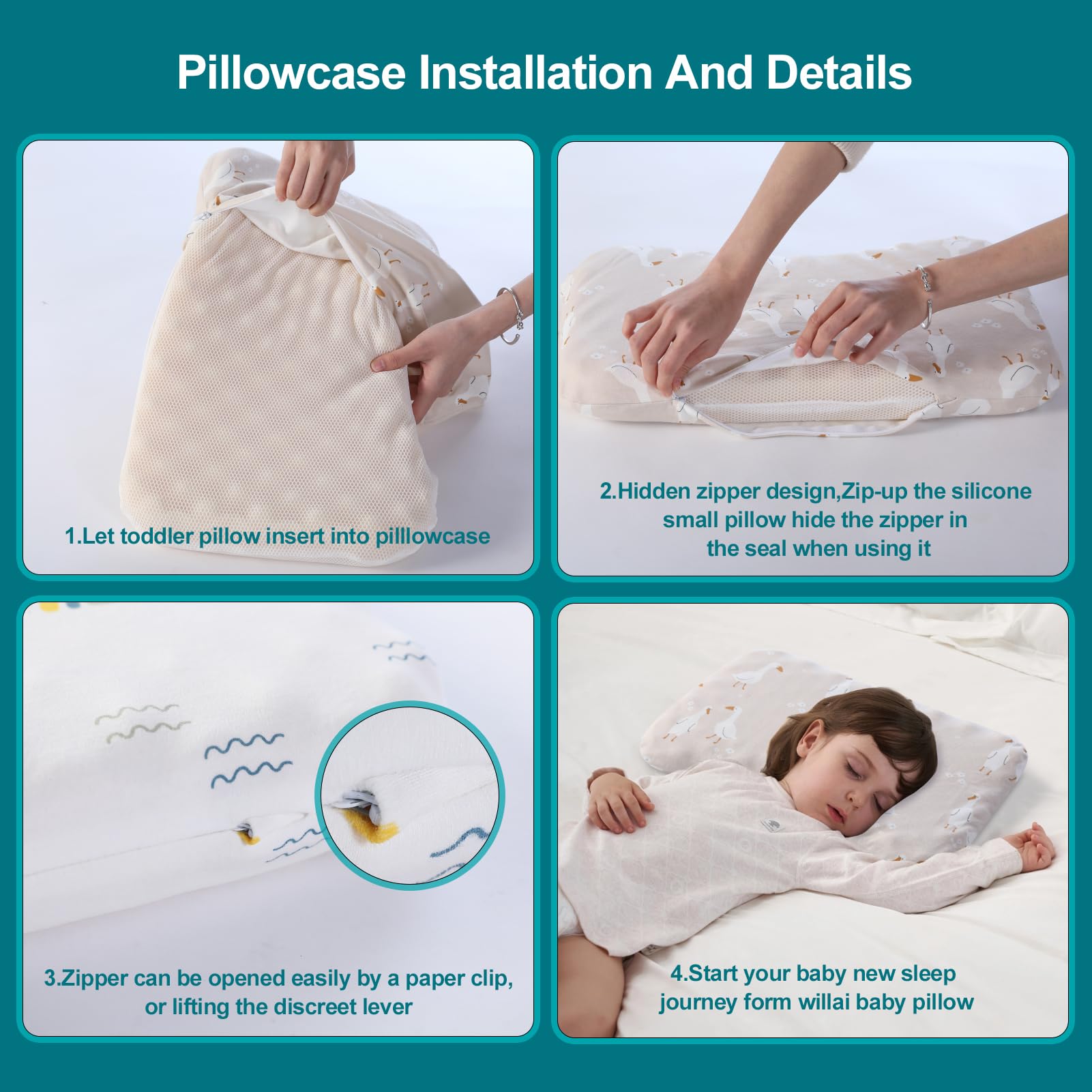 Willai machine-washable toddler pillow maintains softness after washing