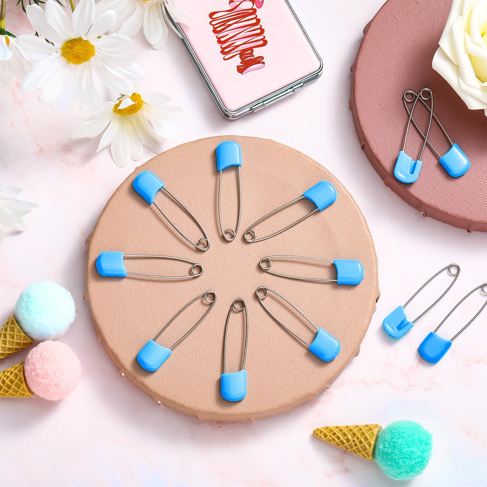 Willbond blue diaper pins versatile for crafts, garments, and DIY projects.
