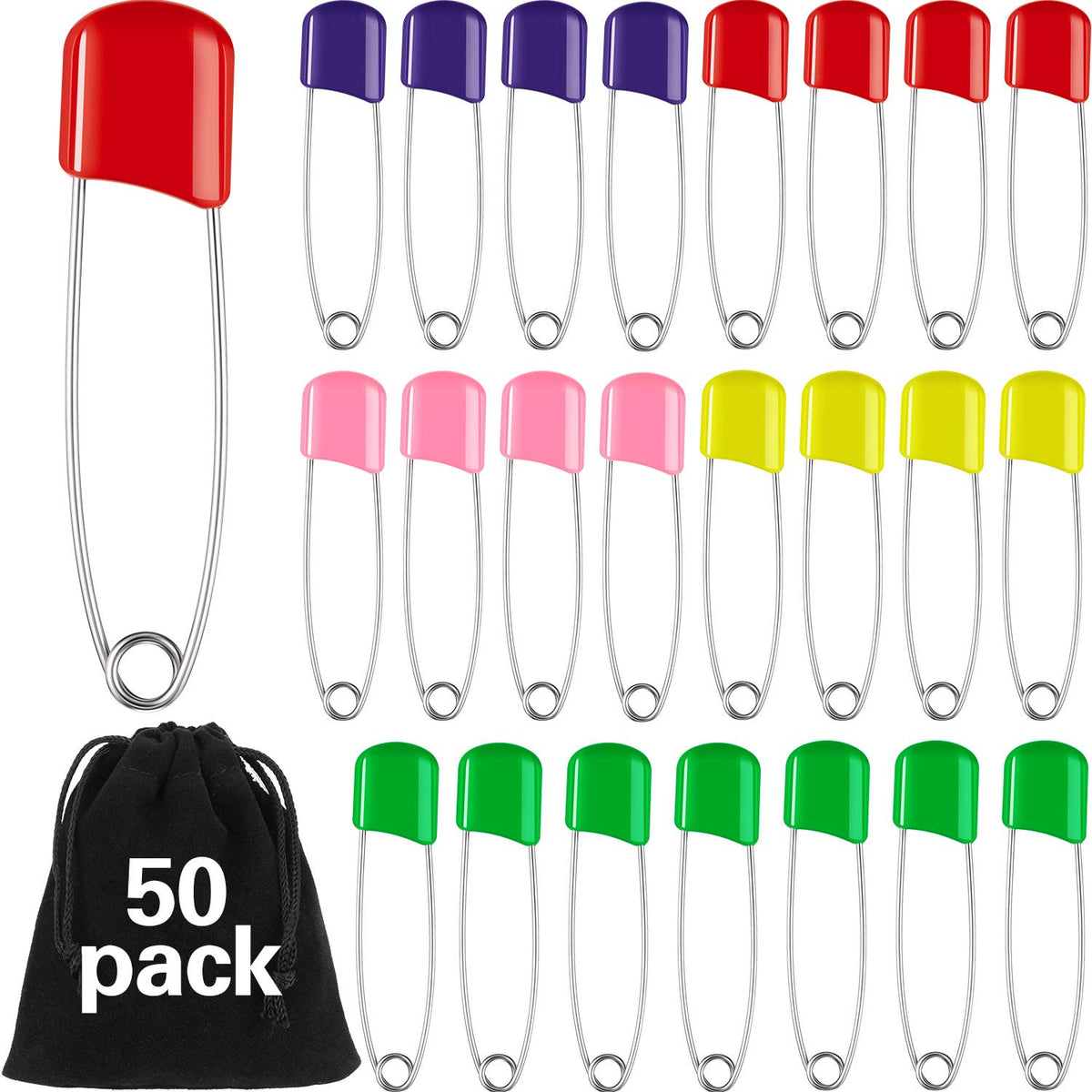 WILLBOND diaper pins with colorful heads for secure diapering