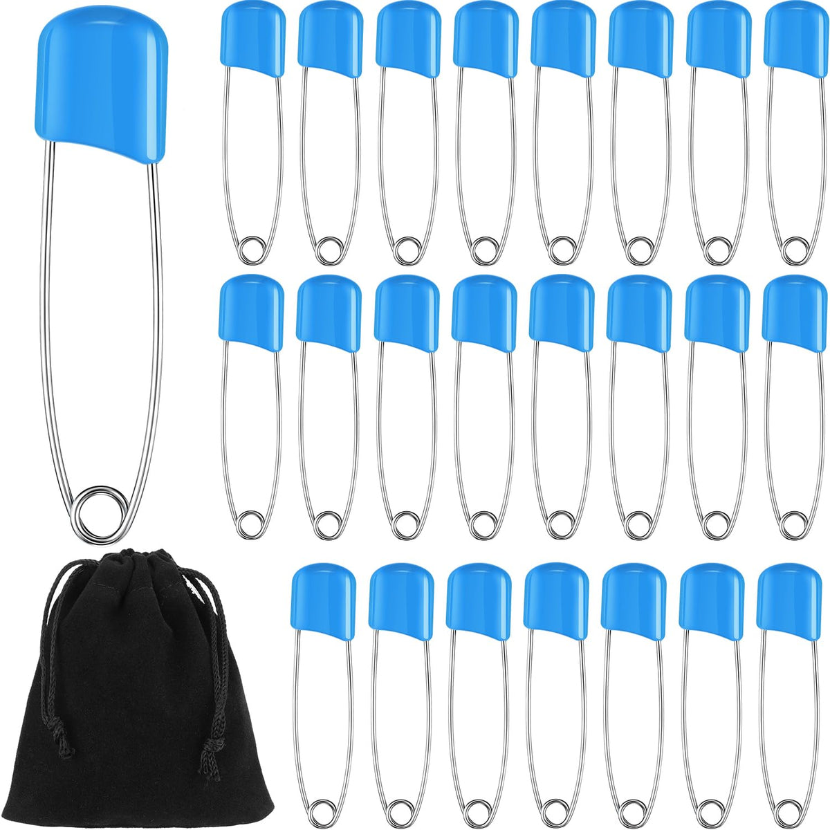 Willbond diaper pins blue locking closures secure cloth diapers.