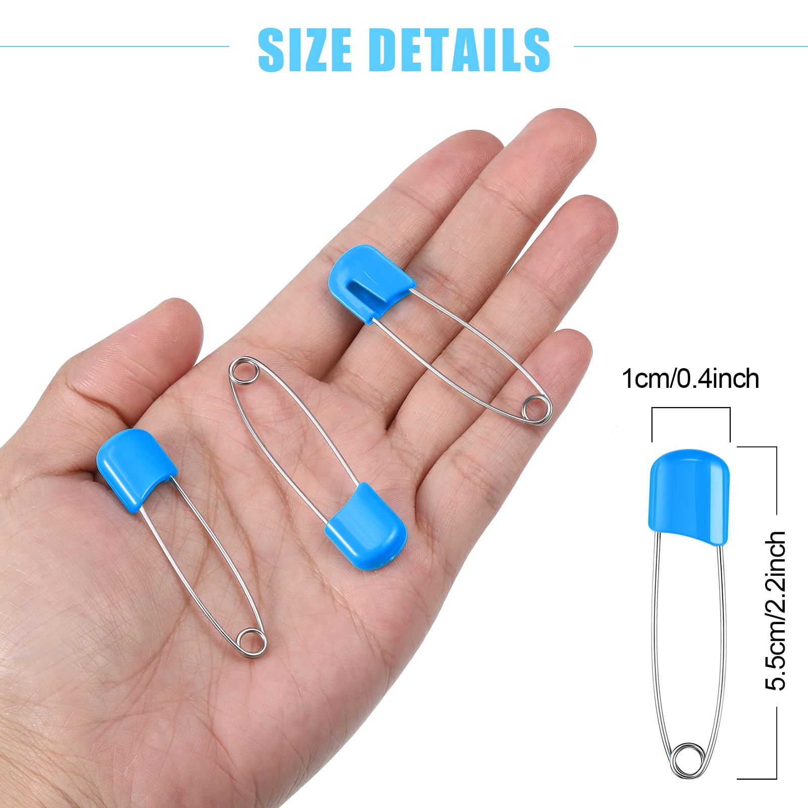 Willbond diaper pins blue stainless steel body resist bending and rust.