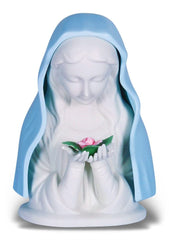 William J. Hirten Blue Madonna with Rose Nightlight with Cord provides gentle bedside illumination.
