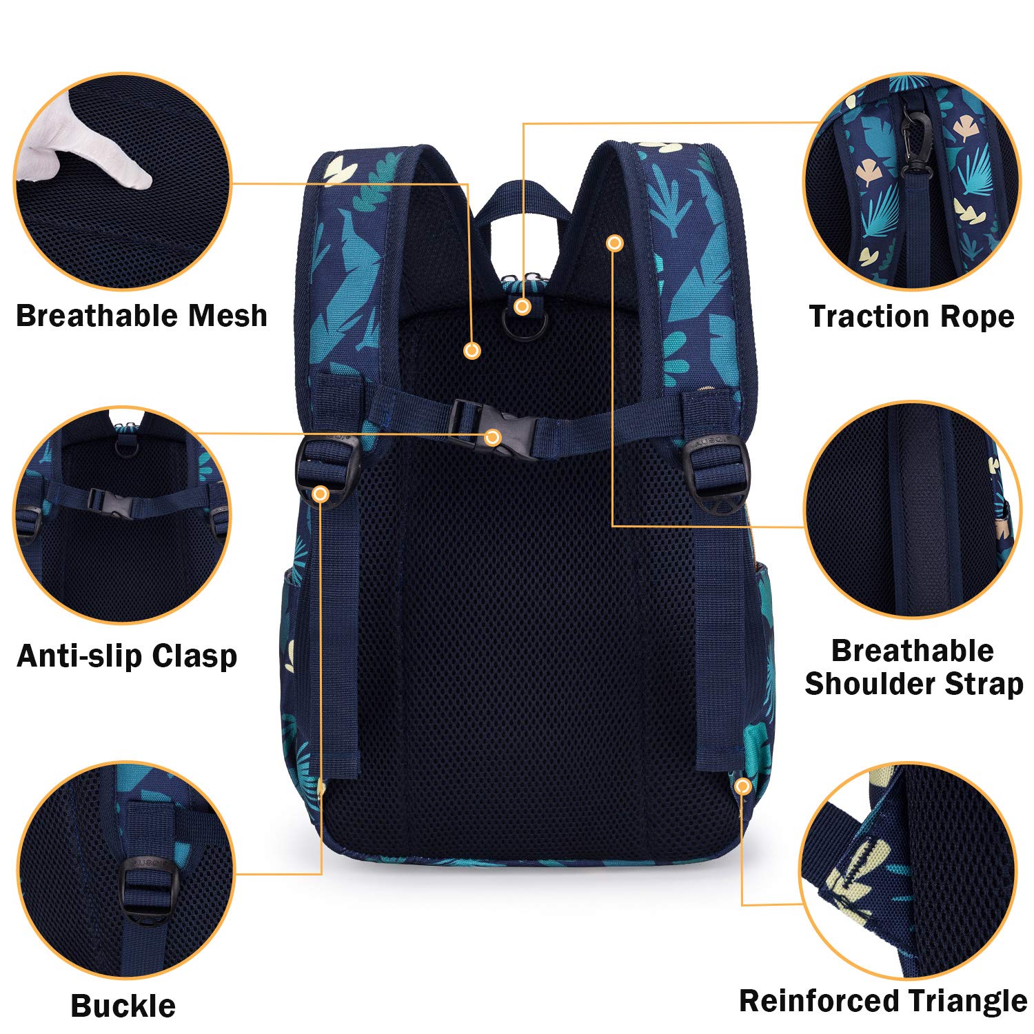 Willikiva print detail on the zoo and bus design of the backpack.