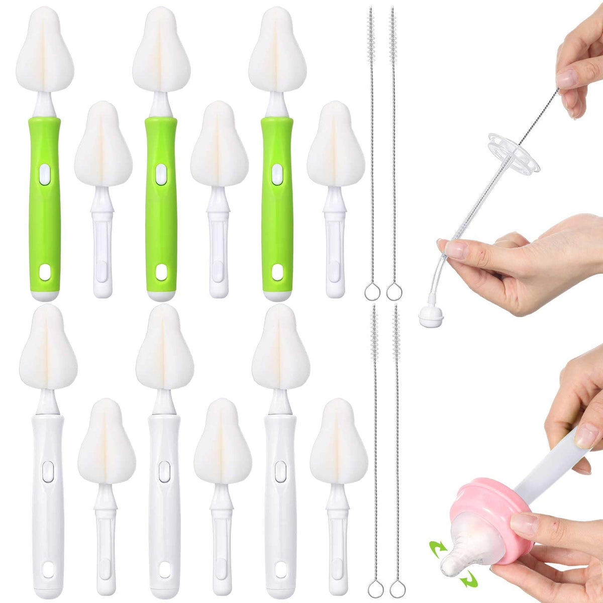Willinglong bottle brush collection with 22 pieces for versatile cleaning.