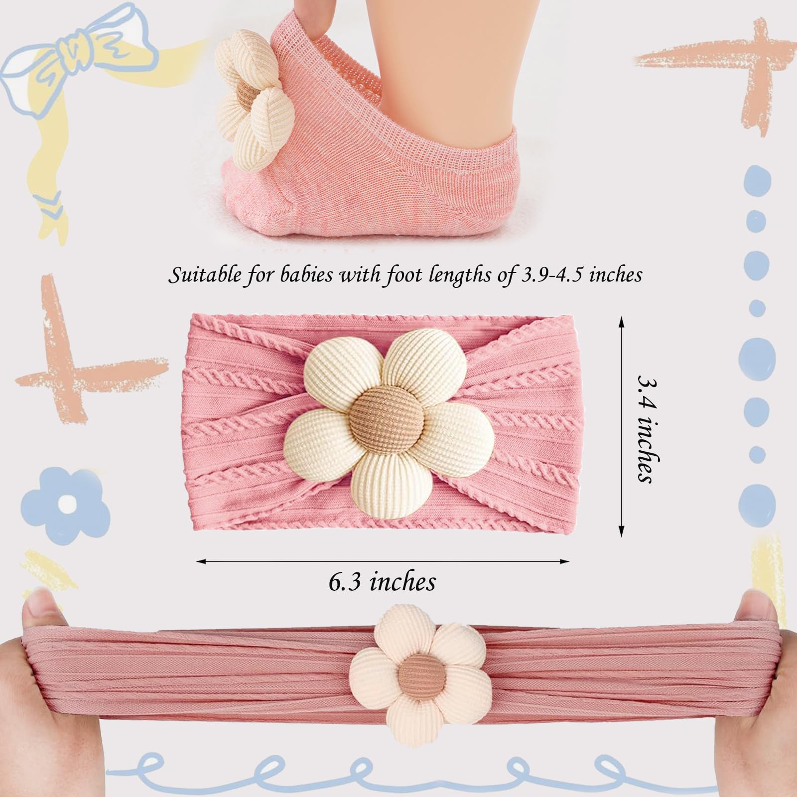 WillingTee 3D flower headband in pink for daily wear