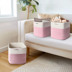 WILLITAT pink and white cube storage bin adds decorative charm to decor