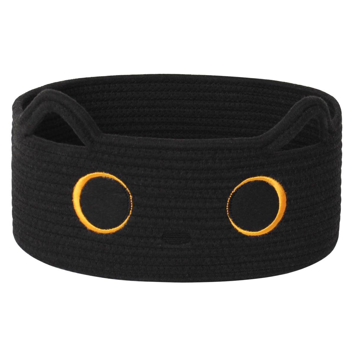 WILLITAT black cat toy basket with embroidered face for tidy toy storage