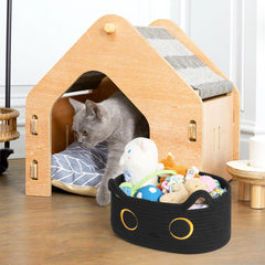 WILLITAT cat-face basket with ears and handle for easy access and display