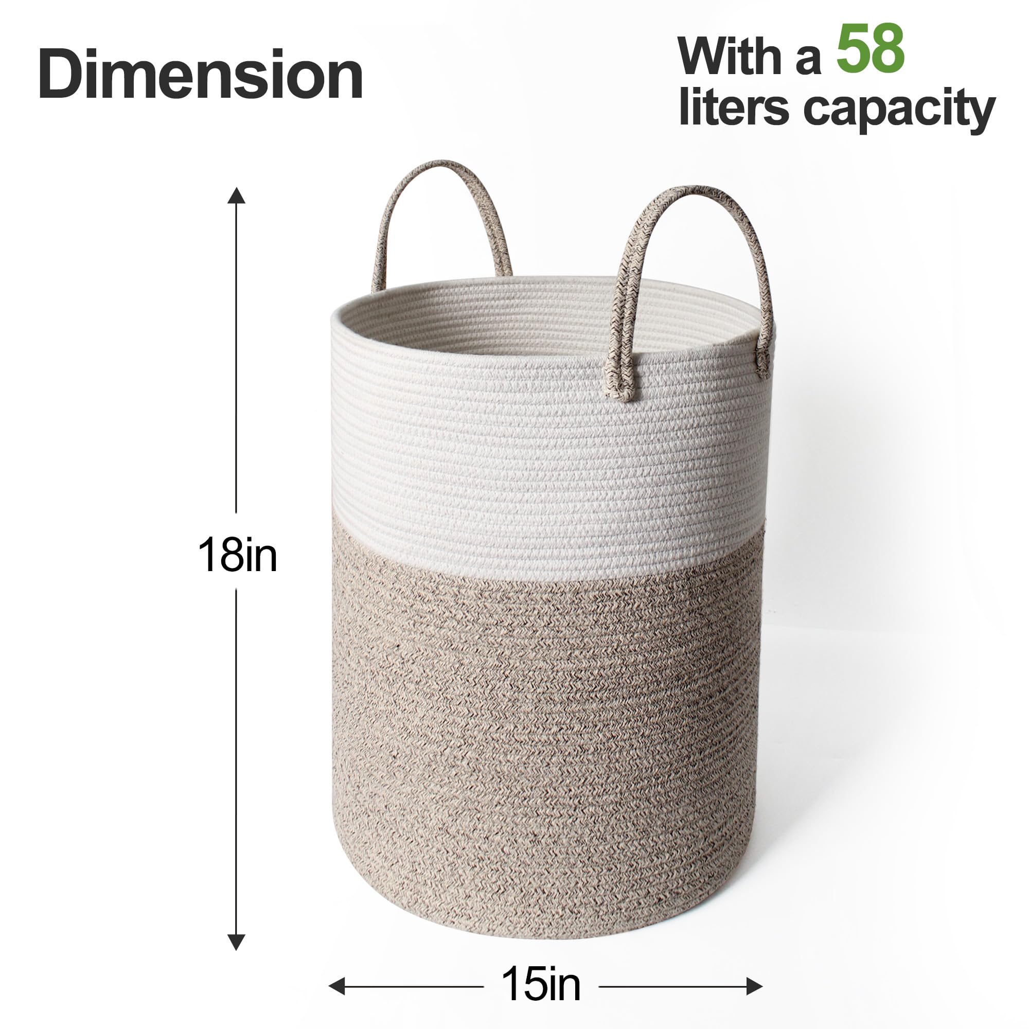 Willitat large woven laundry basket side view highlighting tall design for blankets
