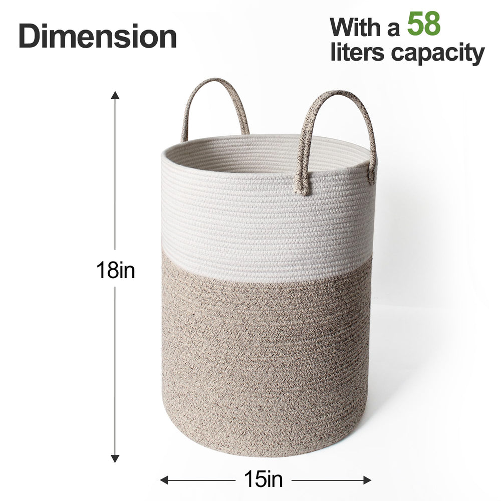 Willitat large woven laundry basket side view highlighting tall design for blankets
