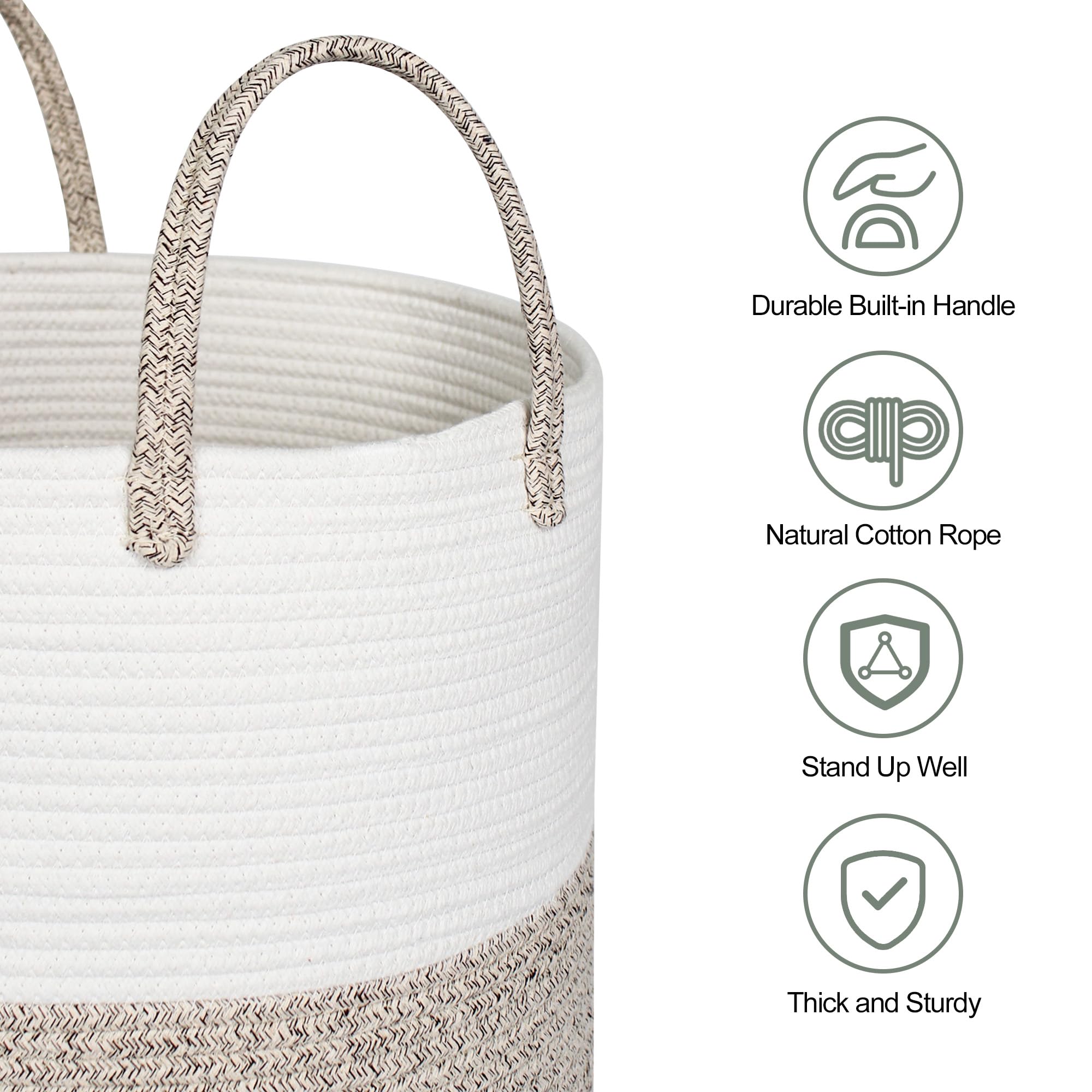 Willitat large woven laundry basket top view with collapsible opening