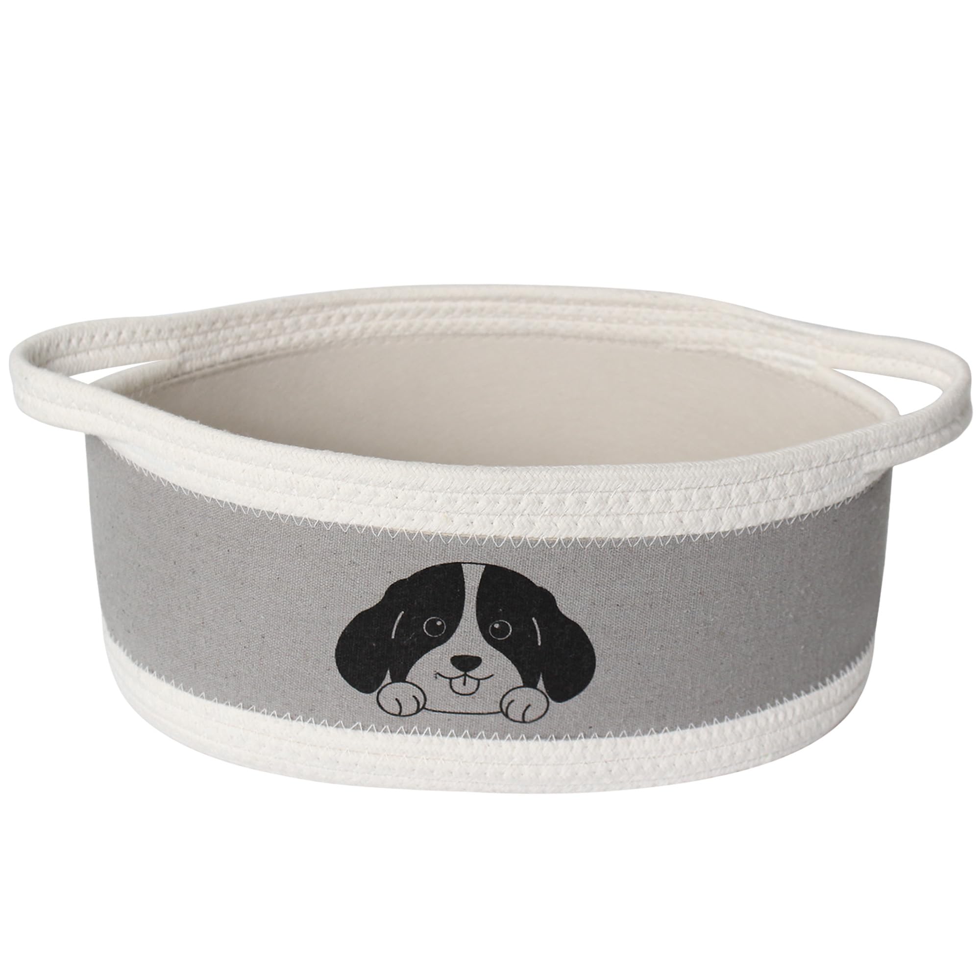 Willitat small dog toy basket with cotton rope keeps toys neatly organized.