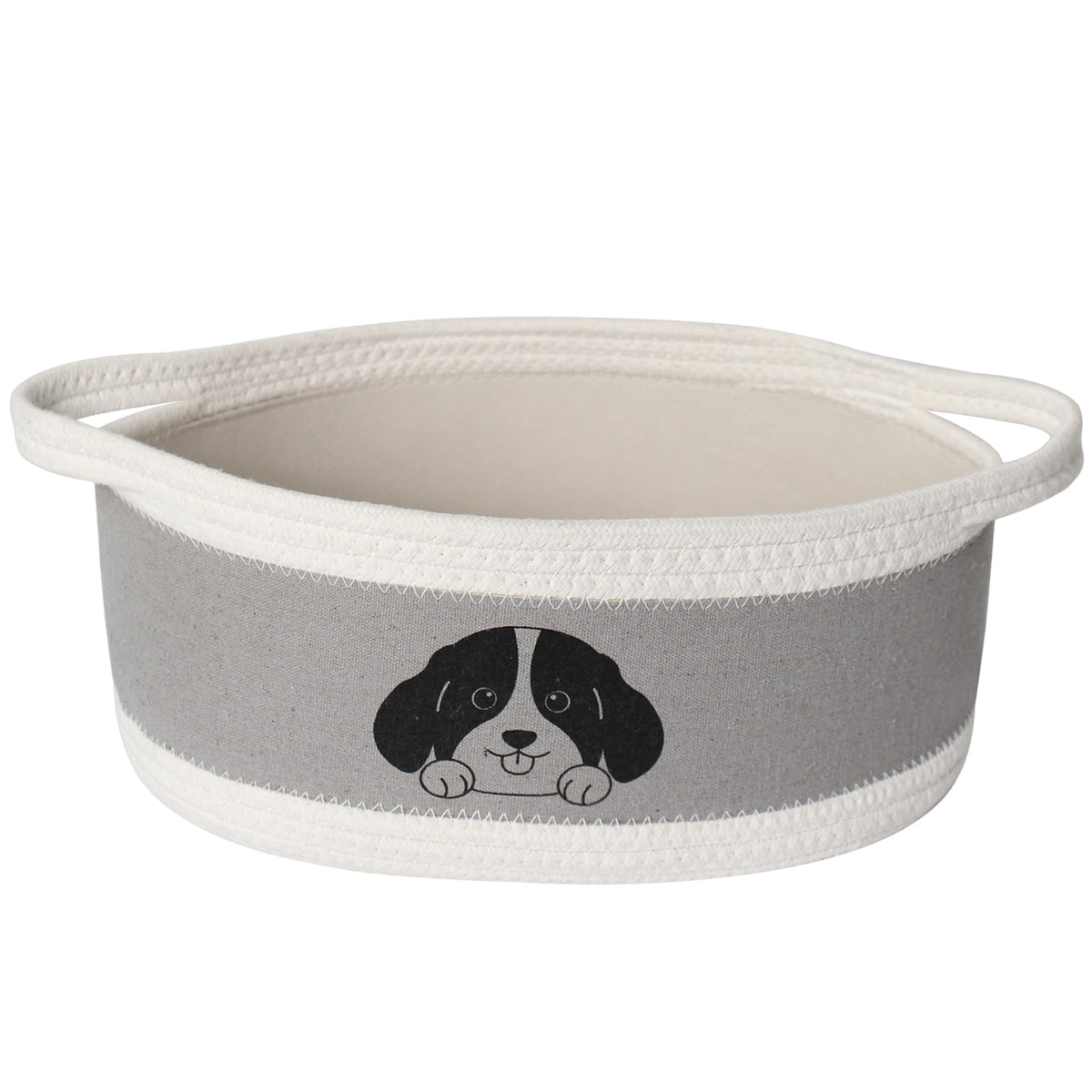 Willitat small dog toy basket with cotton rope keeps toys neatly organized.