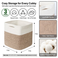 Willitat durable woven bin with hidden reinforced handles for easy shelf access.