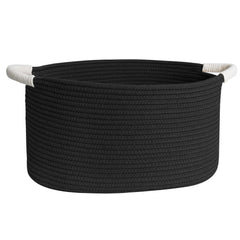 Willitat woven dog toy basket front view showing spacious interior for toys and accessories
