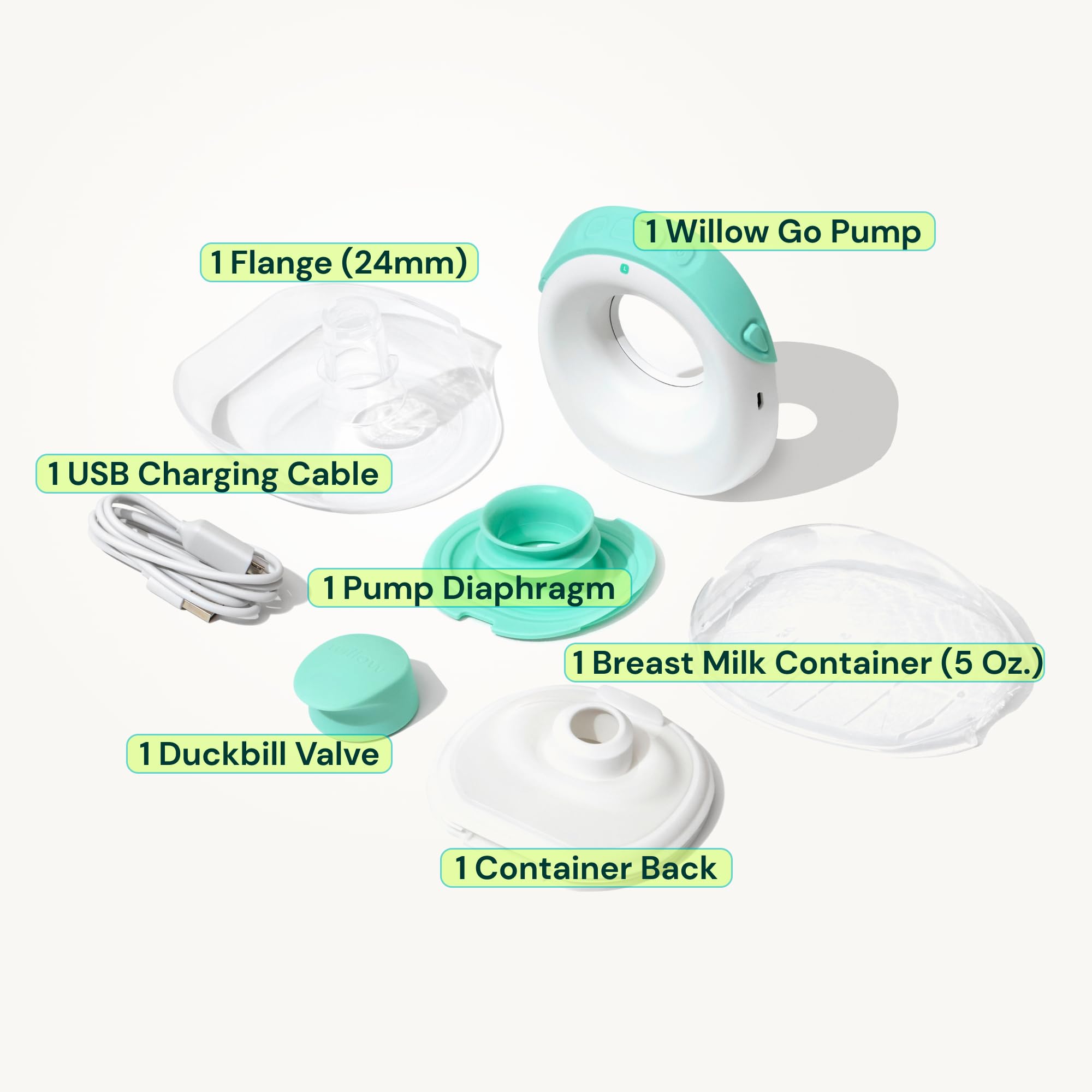 Willow Go portable breast pump shown as a compact, travel-friendly solution.