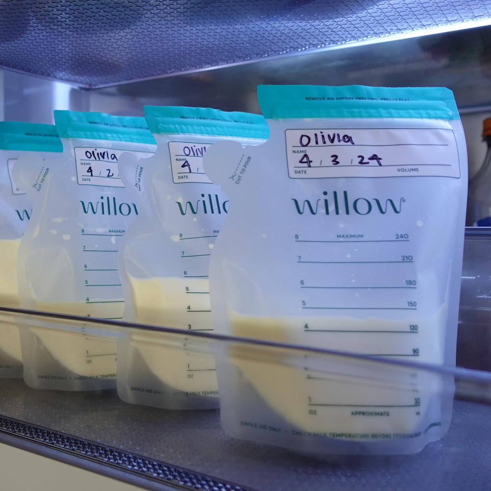 Willow labeling-friendly design for dating and portioning milk.