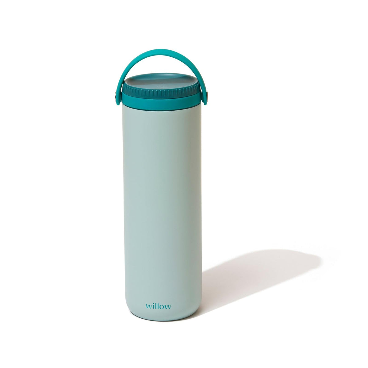 Willow portable breastmilk cooler teal side view showing compact design and portability
