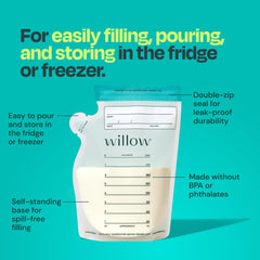 Willow bag with a self-standing base for easy milk transfers.