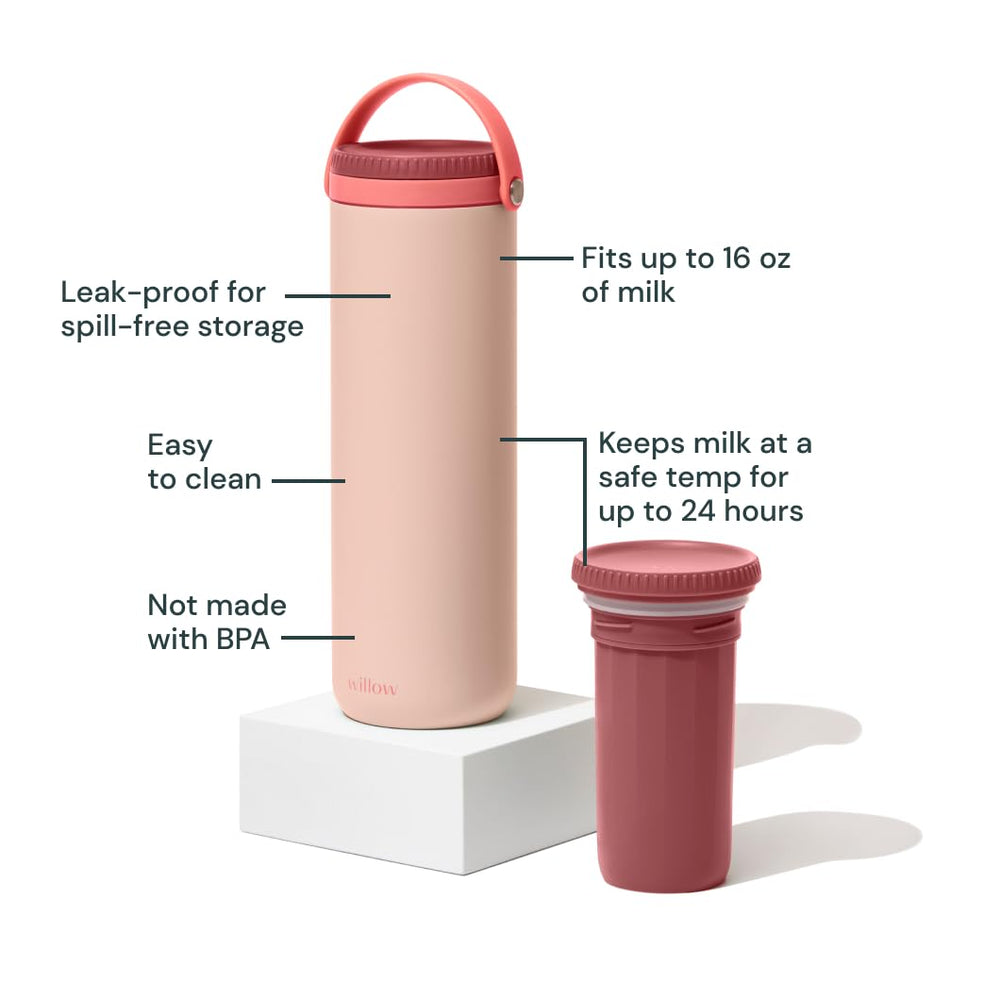 Willow stainless-steel insulated breastmilk chiller maintains cool temperature for up to 24 hours