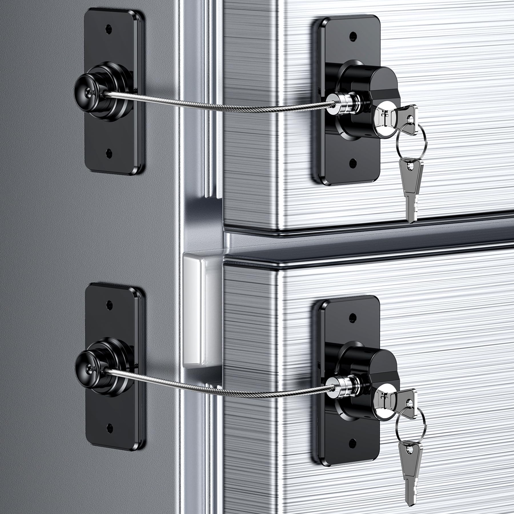 WILNIRY 2-pack refrigerator door lock with adhesive for easy, tool-free installation.