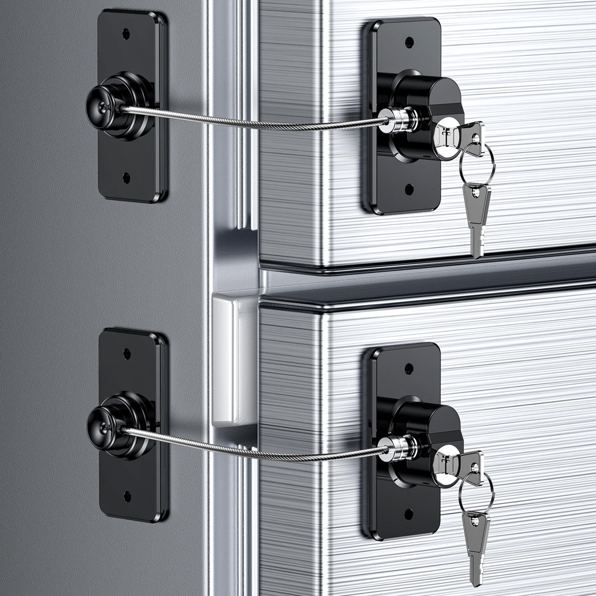 WILNIRY 2-pack refrigerator door lock with adhesive for easy, tool-free installation.