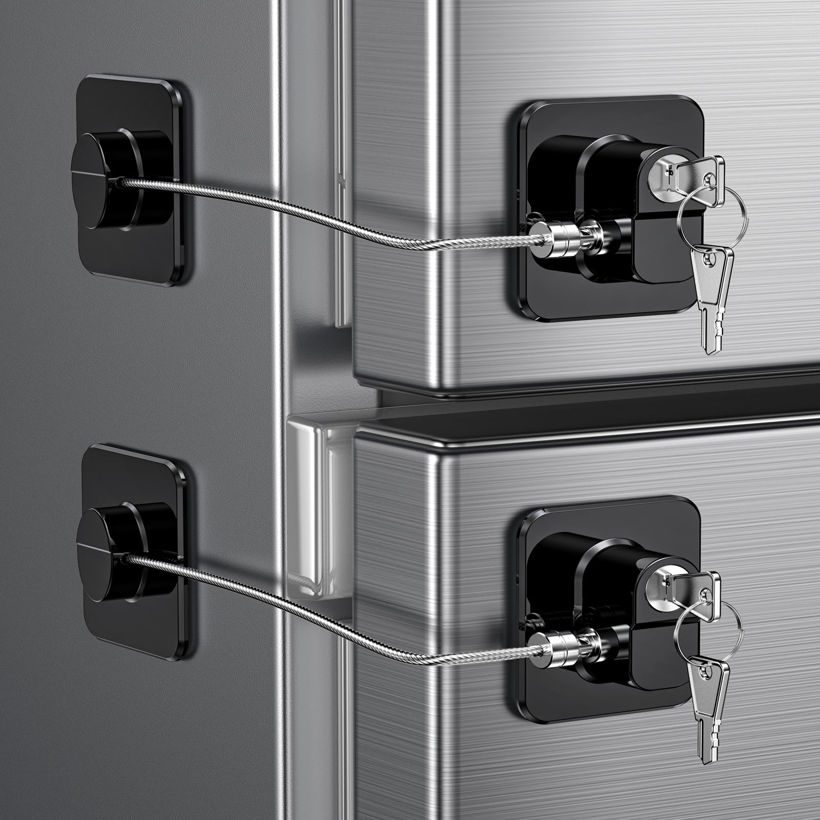 WILNIRY 2-pack fridge door lock closeup secures food access for busy families.