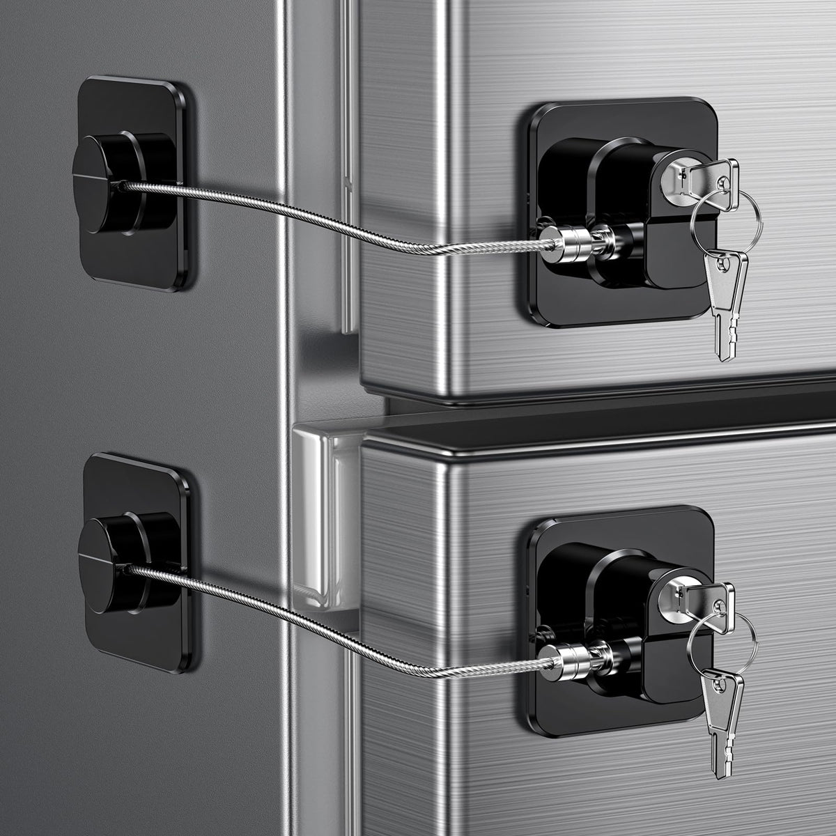 WILNIRY 2-pack fridge door lock closeup secures food access for busy families.