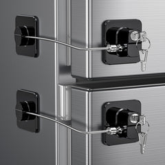WILNIRY 2-pack fridge door lock closeup secures food access for busy families.