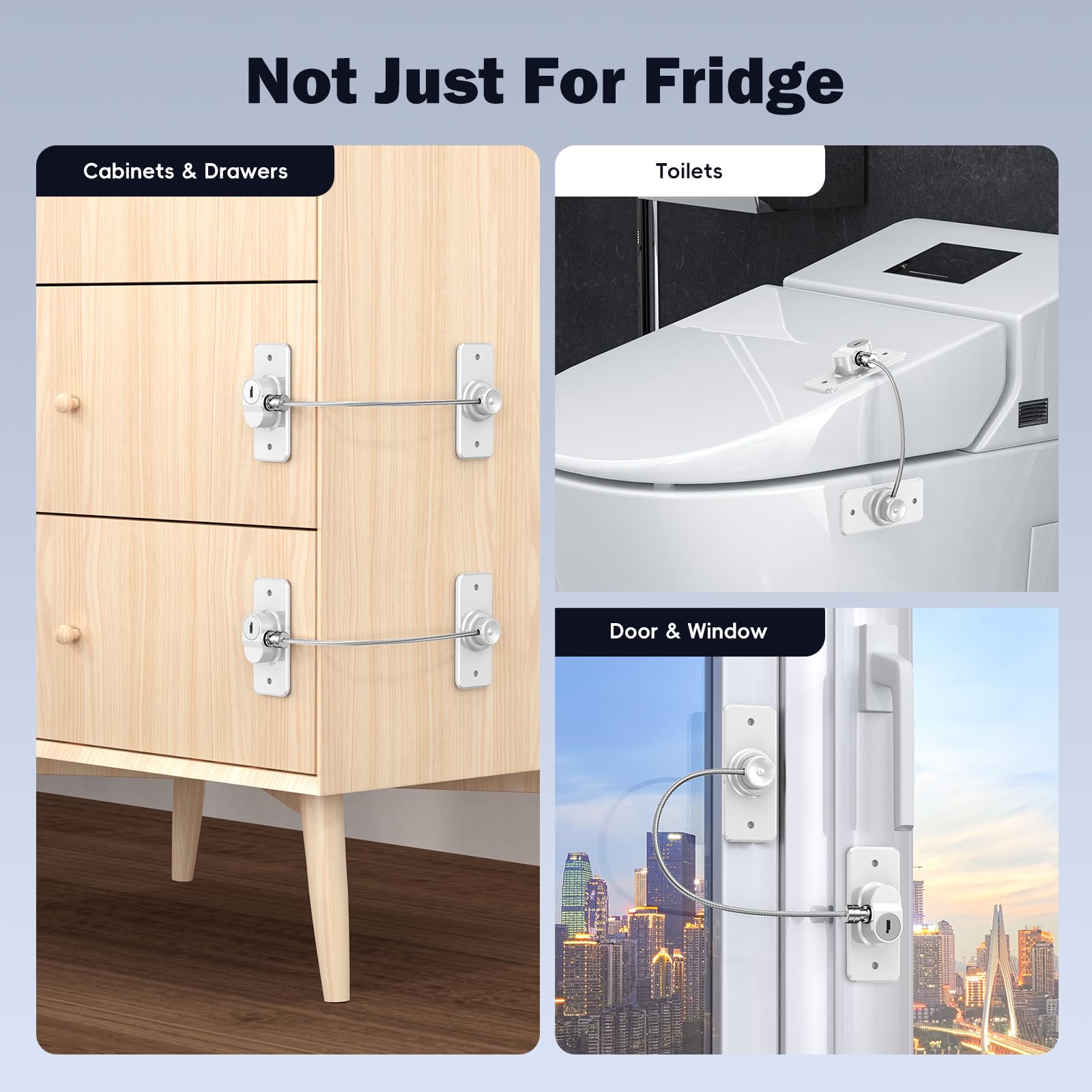 WILNIRY self-adhesive lock installs without tools on any fridge