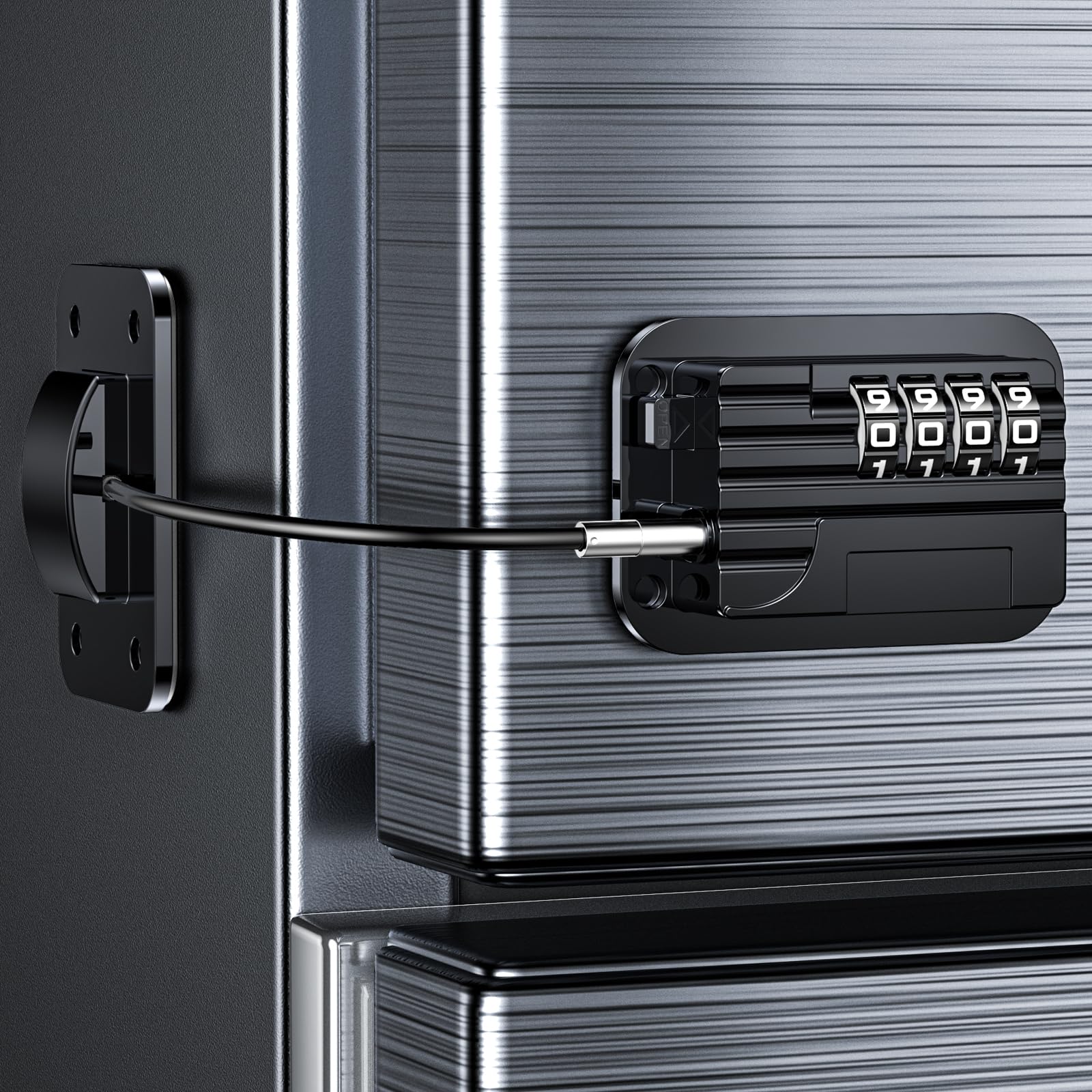 WILNIRY upgraded refrigerator lock front view showing a secure latch for kid-safe access