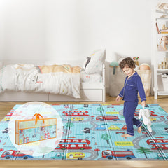 Wiltology Playmat city exploration side featuring skyscrapers and streets for imaginative play