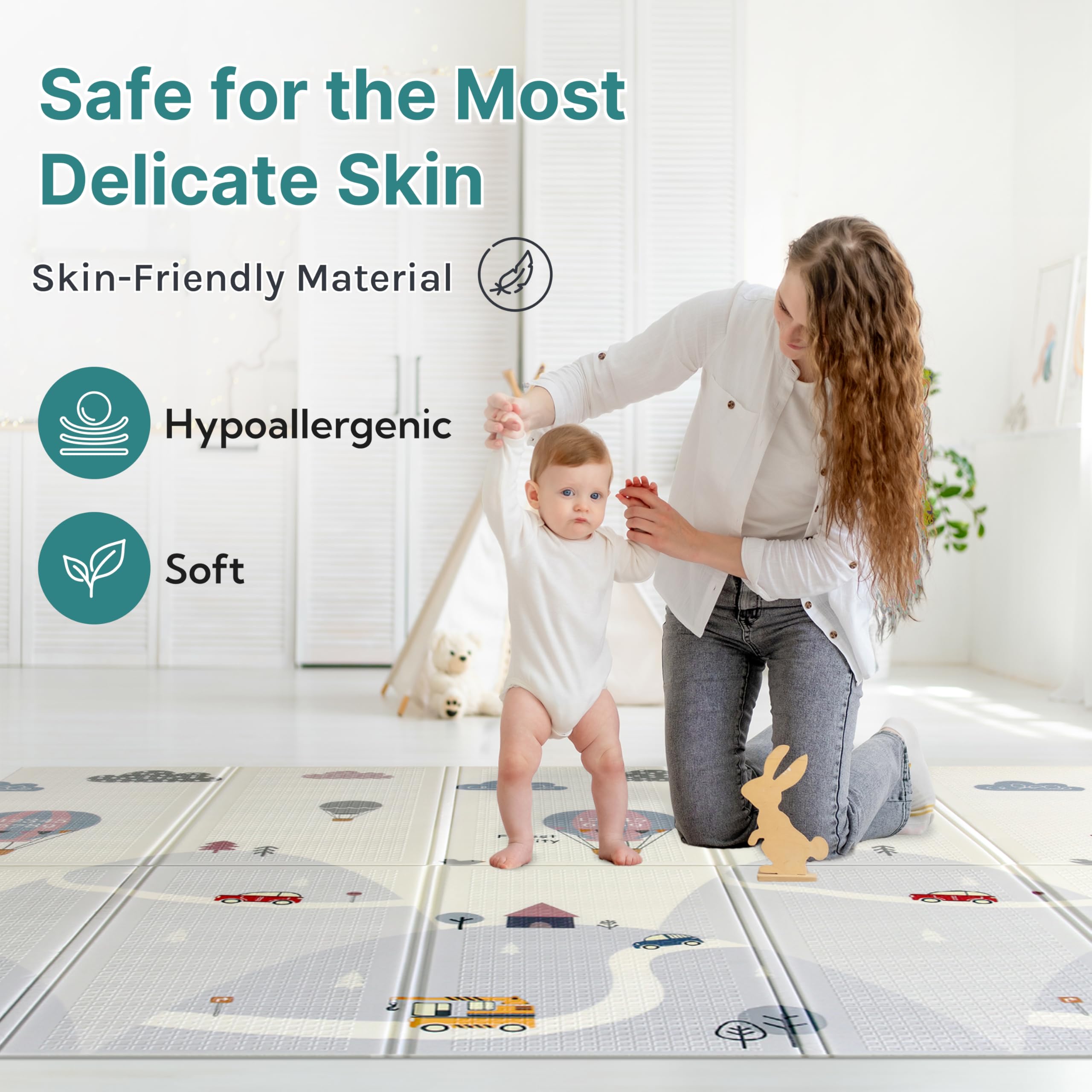 Wiltology playmat extra-large 79x71 inches provides ample crawling space