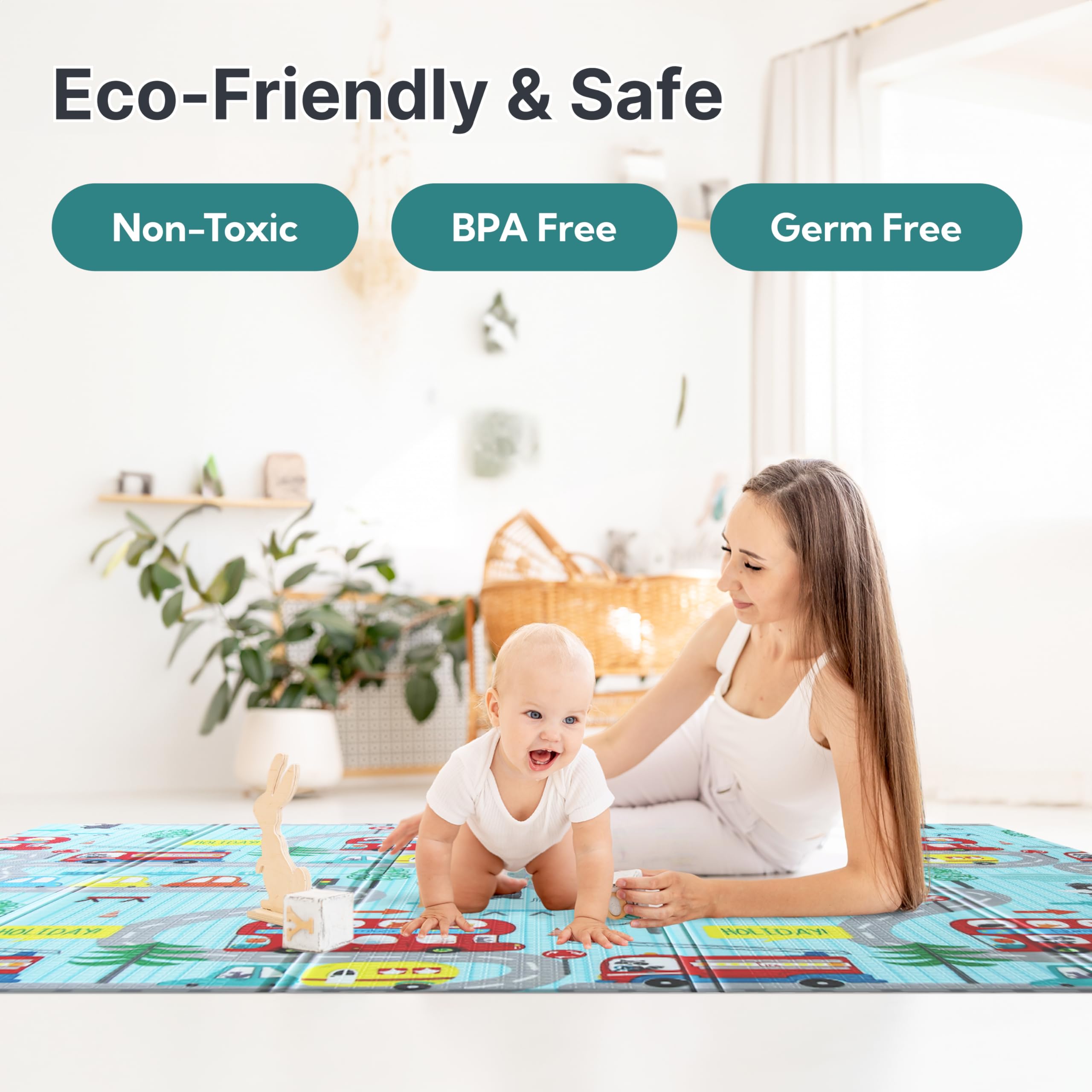Wiltology Playmat anti-slip bottom provides stable surface during tummy time