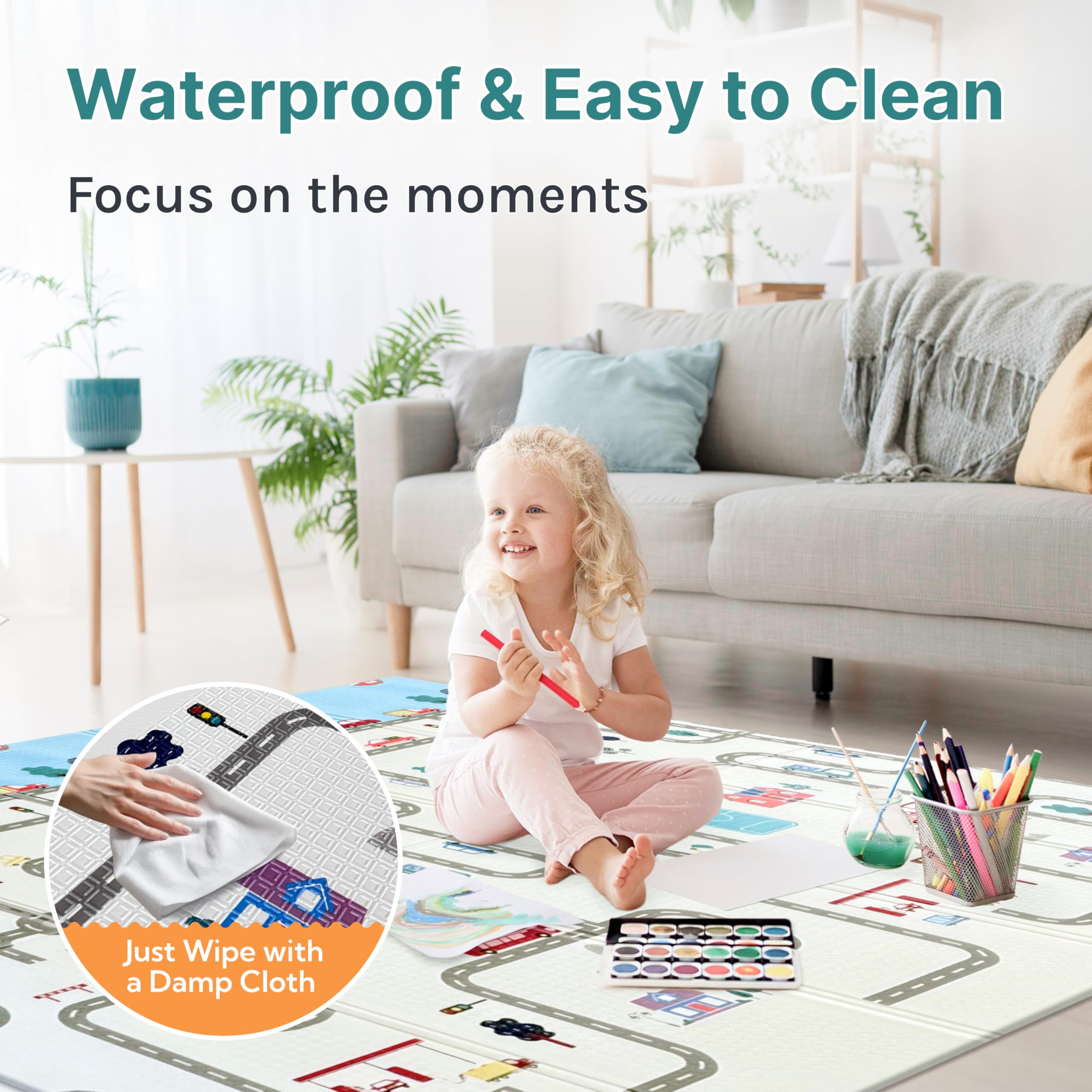 Wiltology waterproof surface cleans quickly after spills and messes