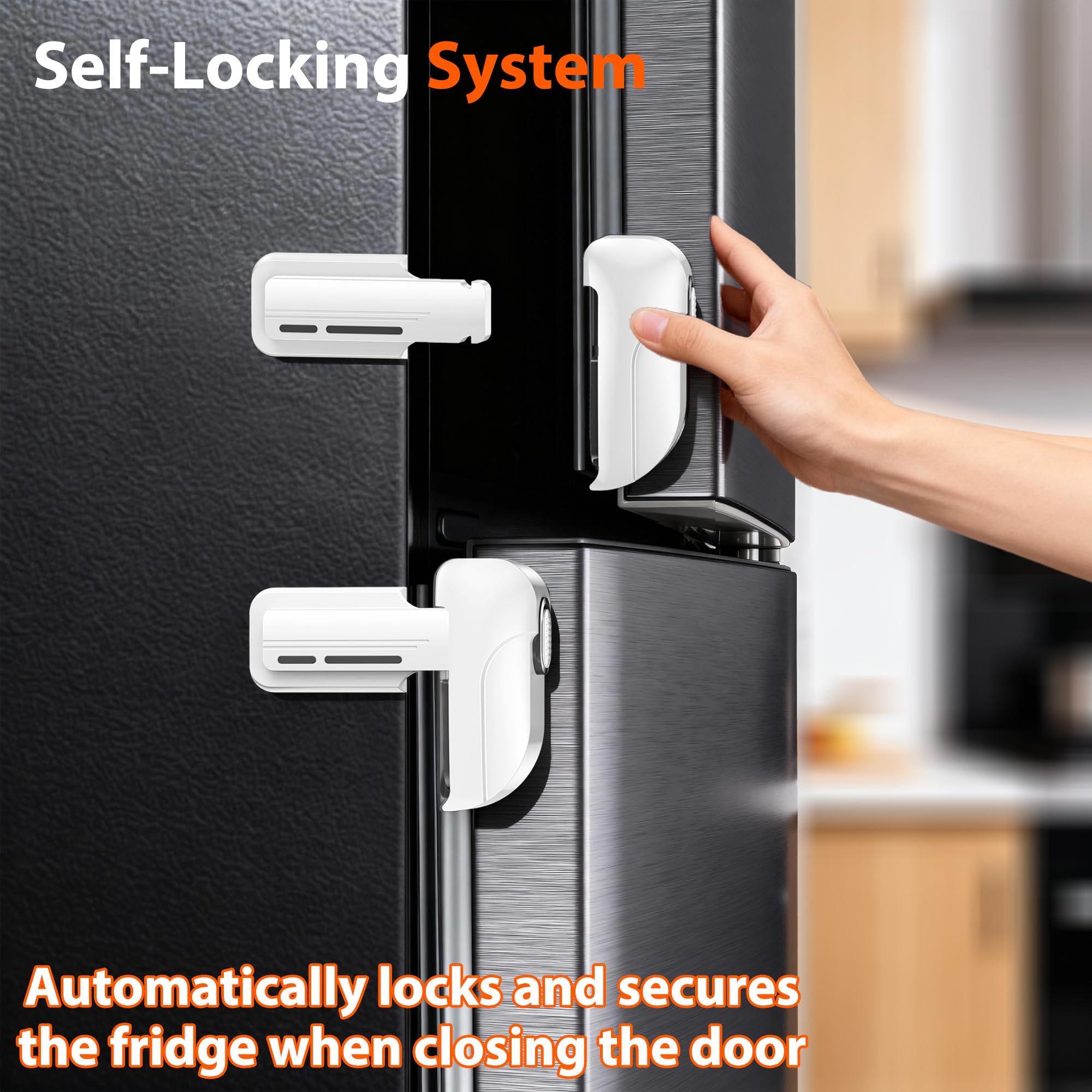 WILZEIMY fridge lock installation using pre-adhesive pads tool-free setup