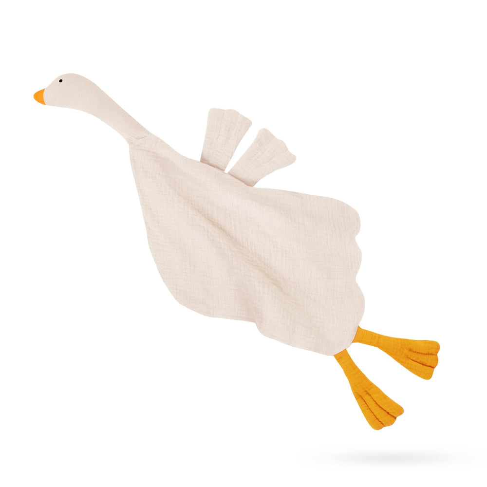 Wimist Goose Lovey Blanket in soft muslin fabric offering gentle security for newborns.